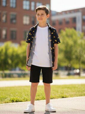 Sunrise Kingdom Taco Print Shirt Boys‎ Size 14 Large Navy Blue Excellent Novelty